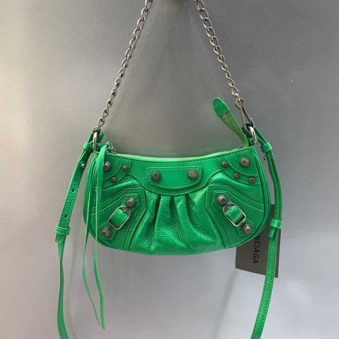 Balenciaga Le Cagole Mini Bag With Chain Shoulder Bag Green